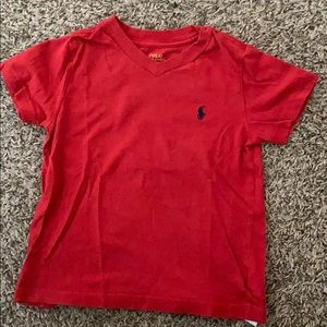 Boys Polo Ralph Lauren V neck T-shirt Red 2T